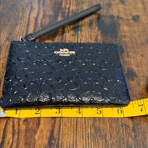 Coach Embossed Black Wristlet